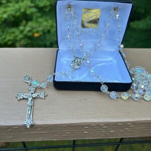 Creed Crystal  Sterling Silver Rosary with cross